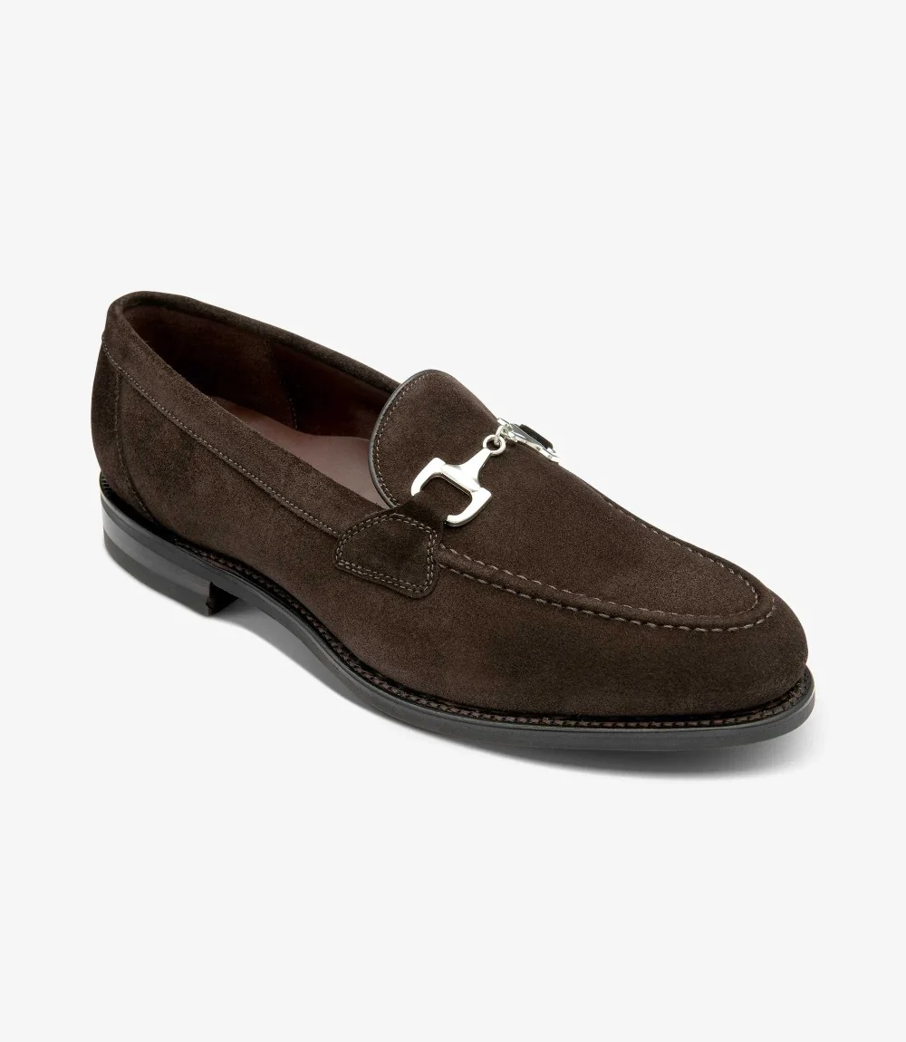 LOAKE KENSINGTON DARK BROWN SUEDE LOAFER SLIP ON RUBBER SOLE F-MEDIUM - Image 2