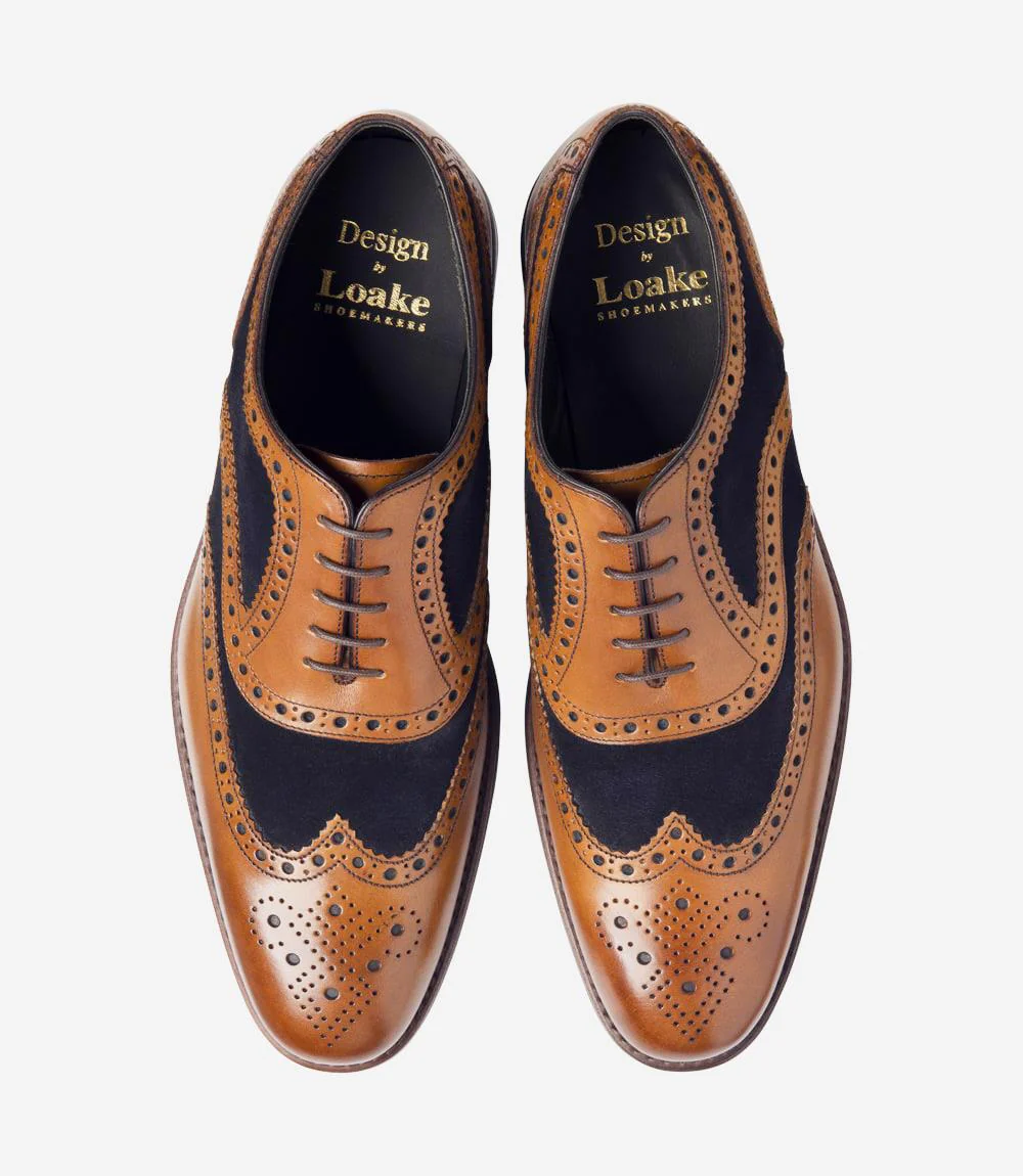 LOAKE KERRIDGE TAN-NAVY OXFORD BROGUE RUBBER SOLE F-MEDIUM - Image 3