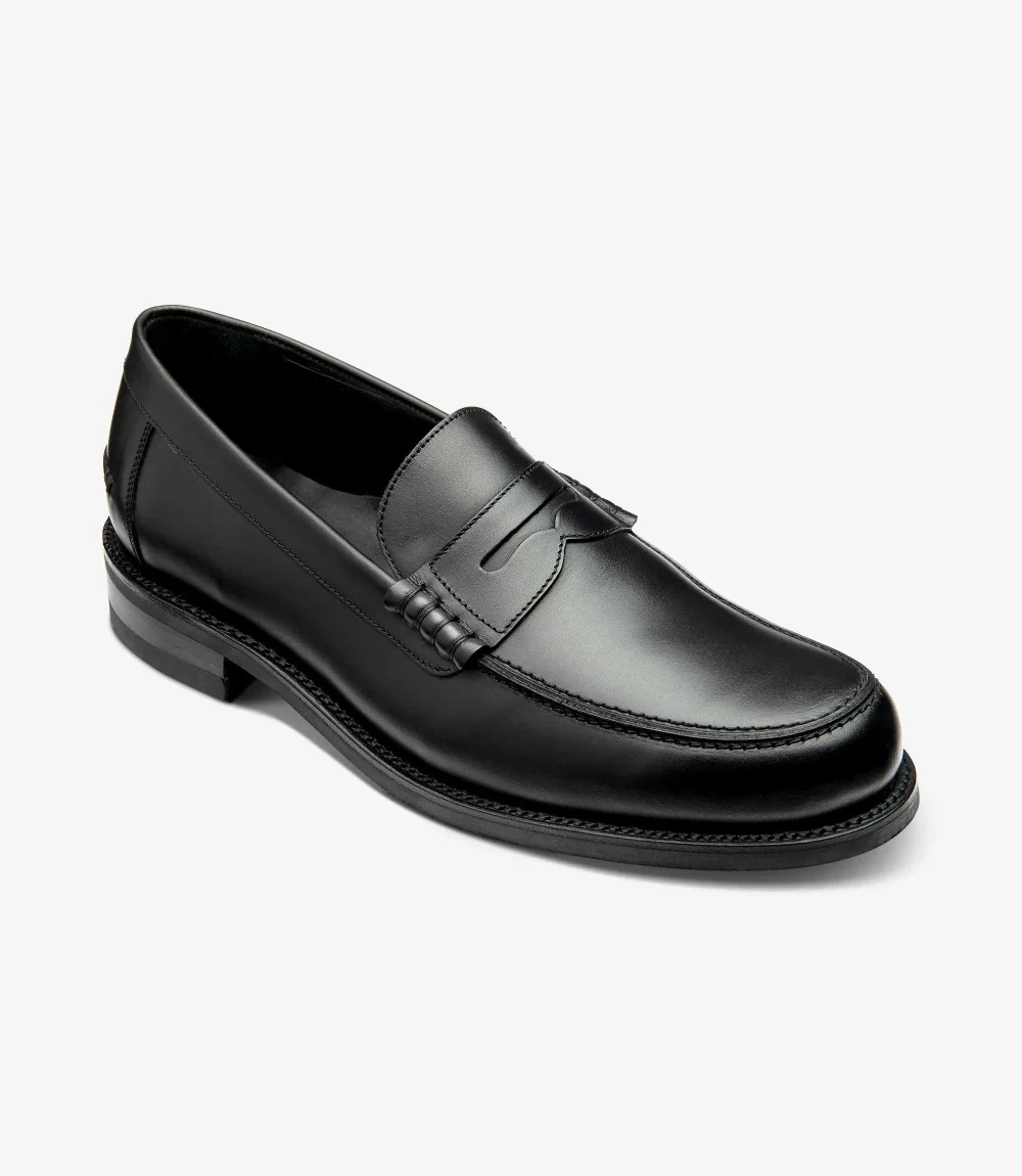 LOAKE KINGSCLIFFE BLACK LOAFER SLIP ON RUBBER SOLE F-MEDIUM - Image 2
