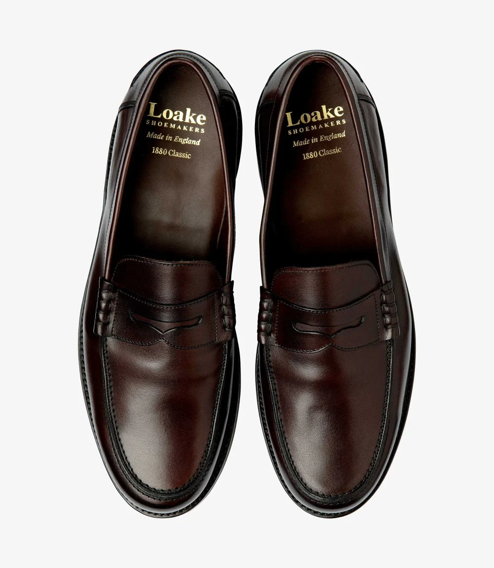 LOAKE KINGSCLIFFE DARK BROWN LOAFER SLIP ON RUBBER SOLE F-MEDIUM - Image 3