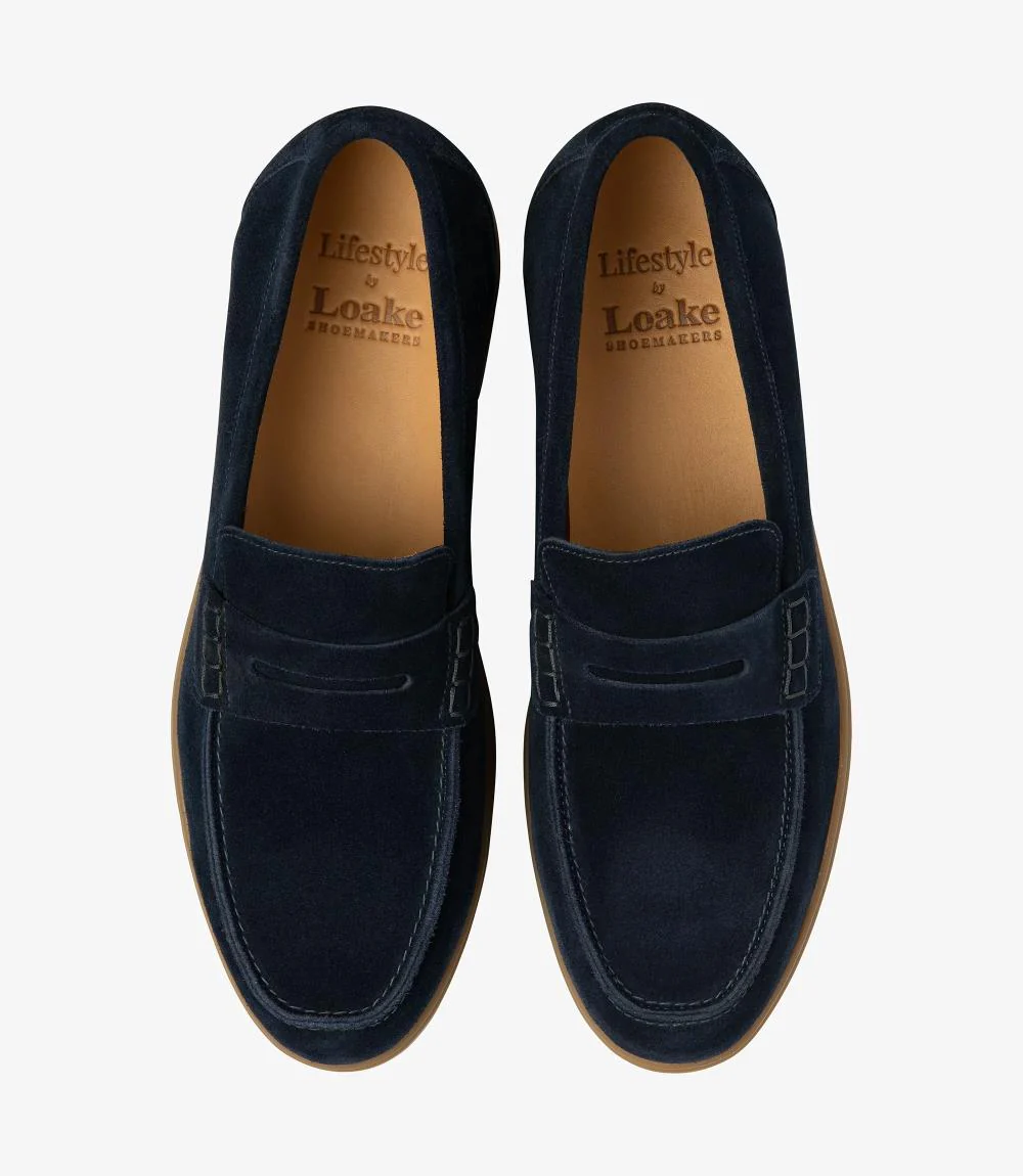 LOAKE LUCCA NAVY SUEDE LOAFER RUBBER SOLE F-MEDIUM - Image 3