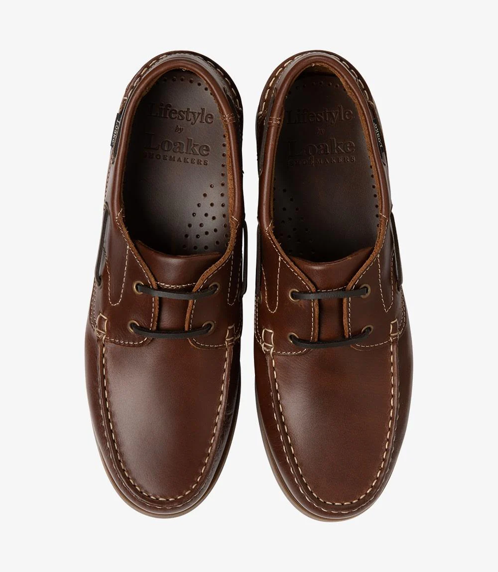 LOAKE LYMINGTON BROWN BOAT SHOE RUBBER SOLE F-MEDIUM - Image 3