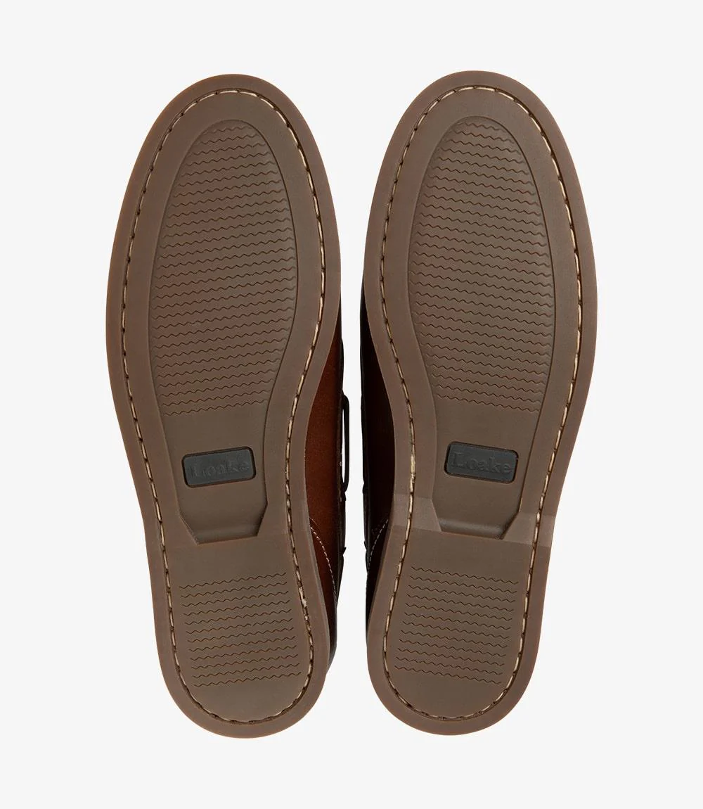 LOAKE LYMINGTON BROWN BOAT SHOE RUBBER SOLE F-MEDIUM - Image 4