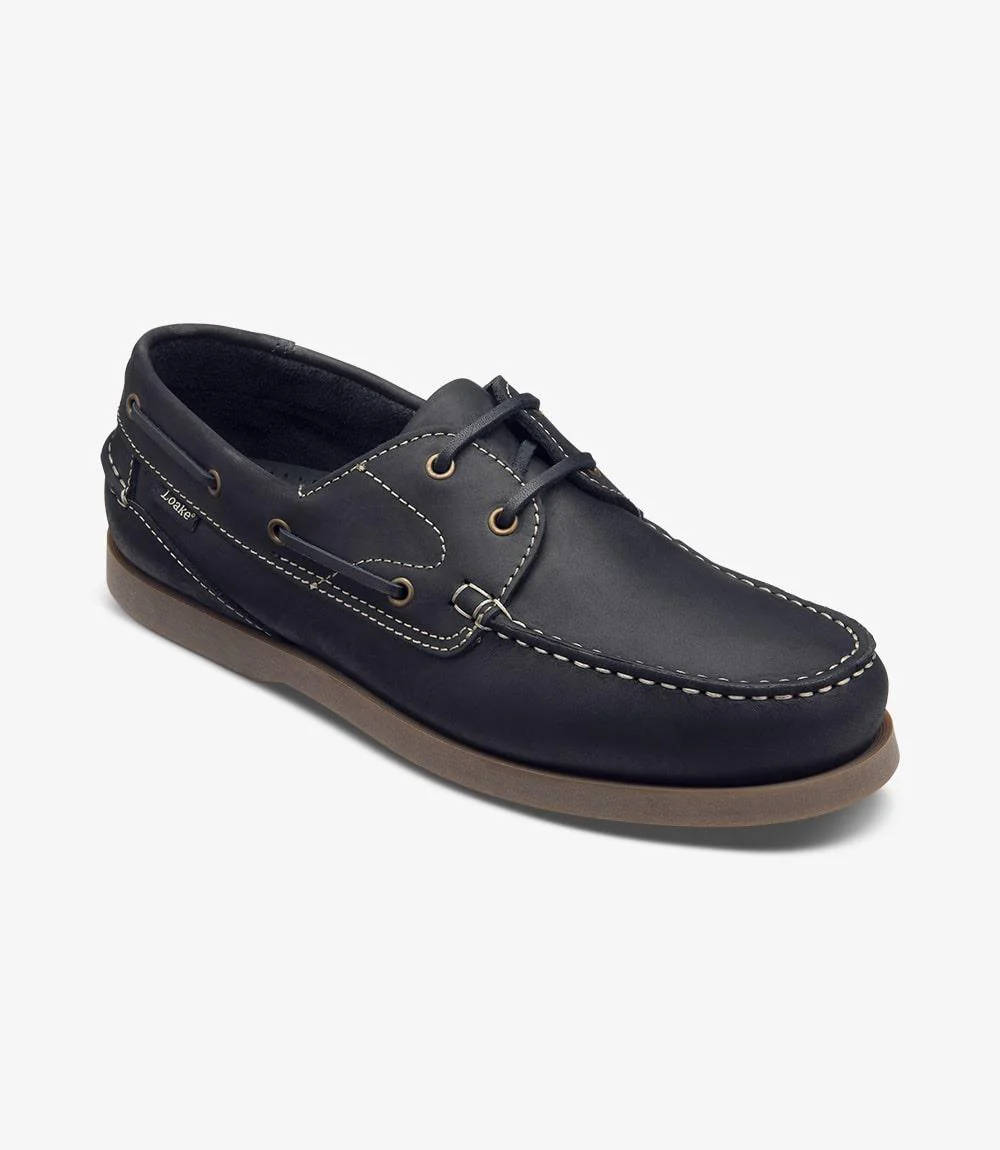 LOAKE LYMINGTON NAVY BOAT SHOE RUBBER SOLE F-MEDIUM - Image 2