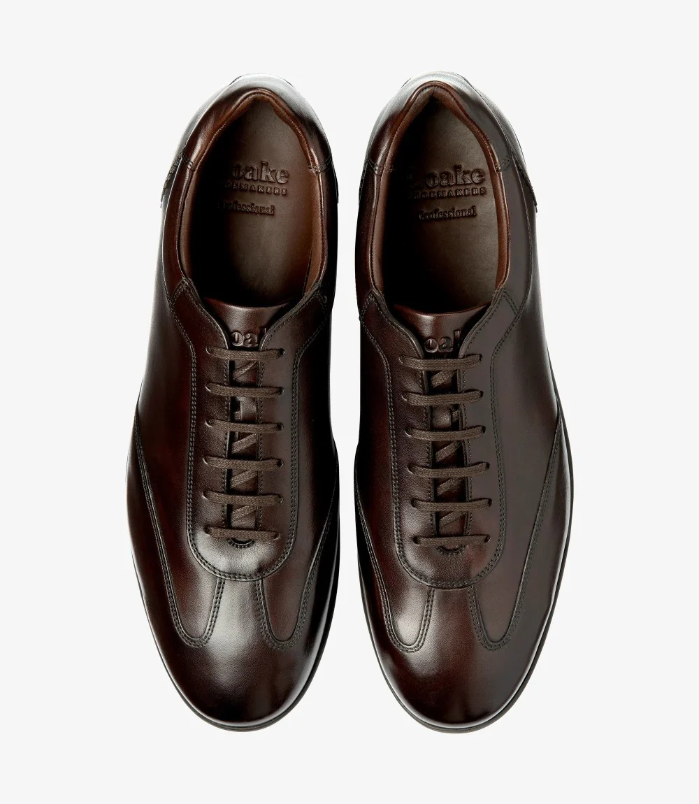 LOAKE MAYFAIR DARK BROWN LEATHER TRAINER RUBBER SOLE F-MEDIUM - Image 3