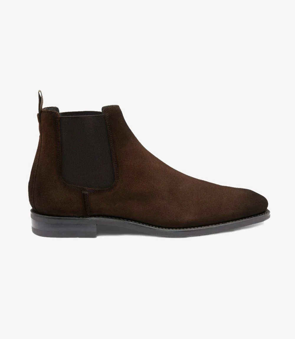 LOAKE MCBRIDE BROWN SUEDE CHELSEA BOOT SLIP ON RUBBER SOLE F-MEDIUM