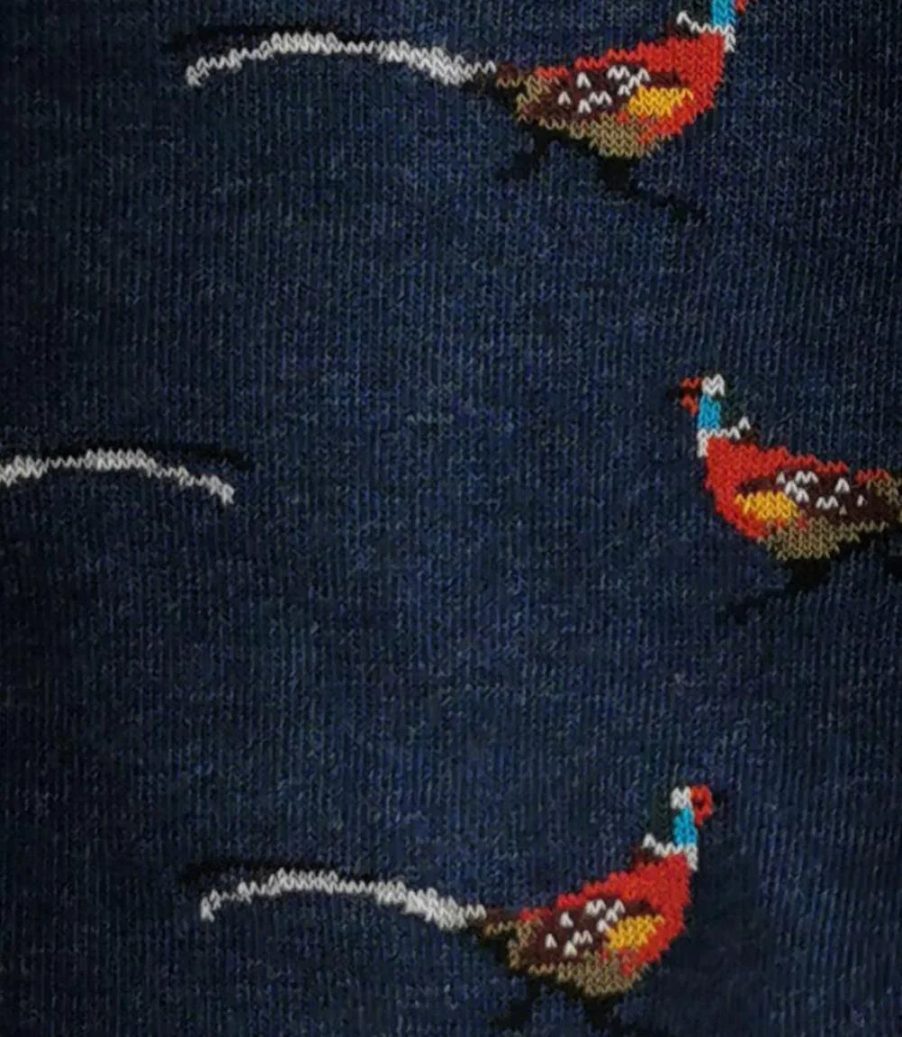 LOAKE PHEASANT SOCKS NAVY - Image 2