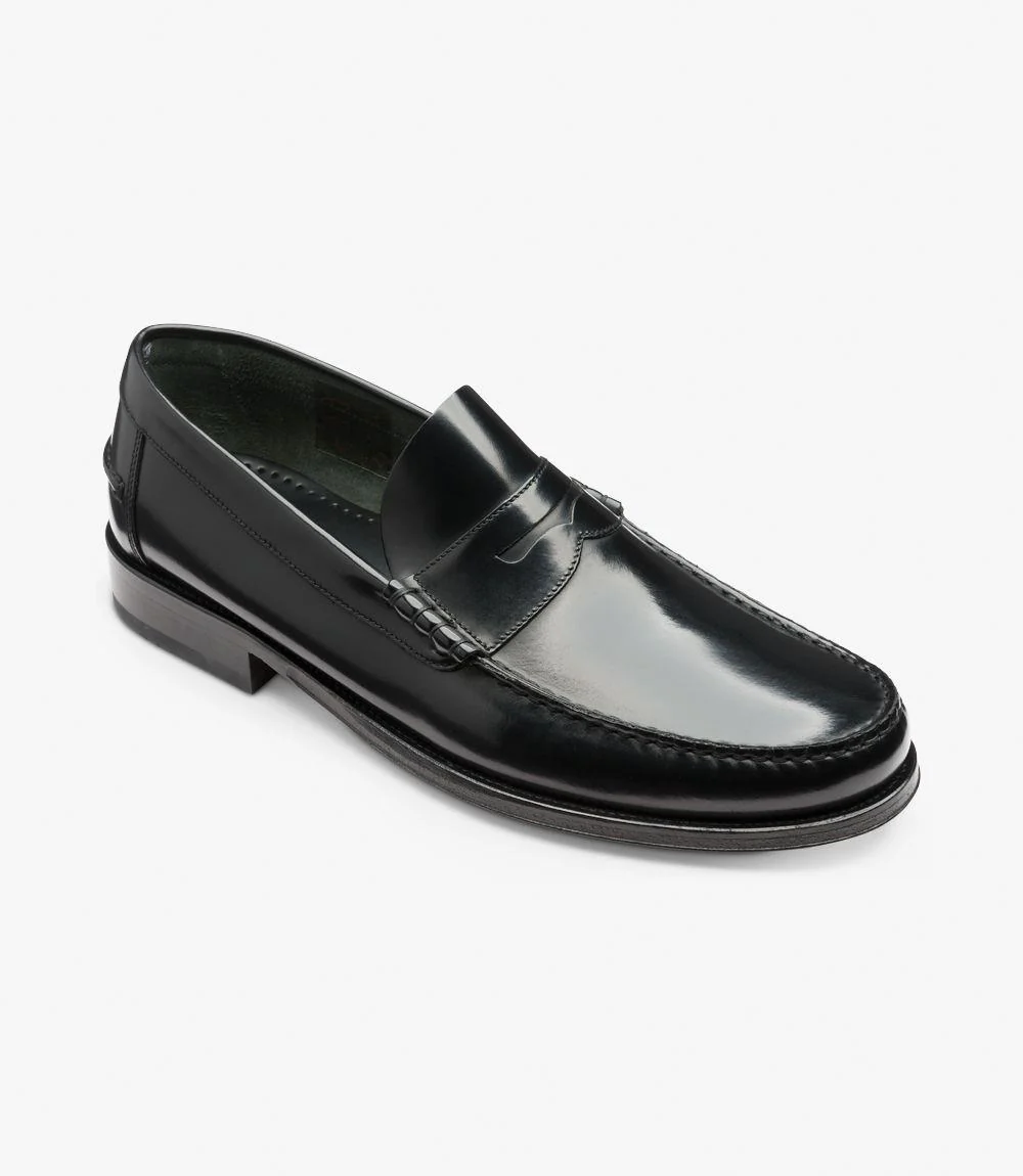 LOAKE PRINCETON BLACK LOAFER MOCCASIN LEATHER SOLE F-MEDIUM - Image 2
