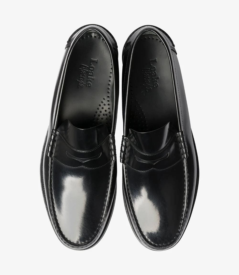 LOAKE PRINCETON BLACK LOAFER MOCCASIN LEATHER SOLE F-MEDIUM - Image 3