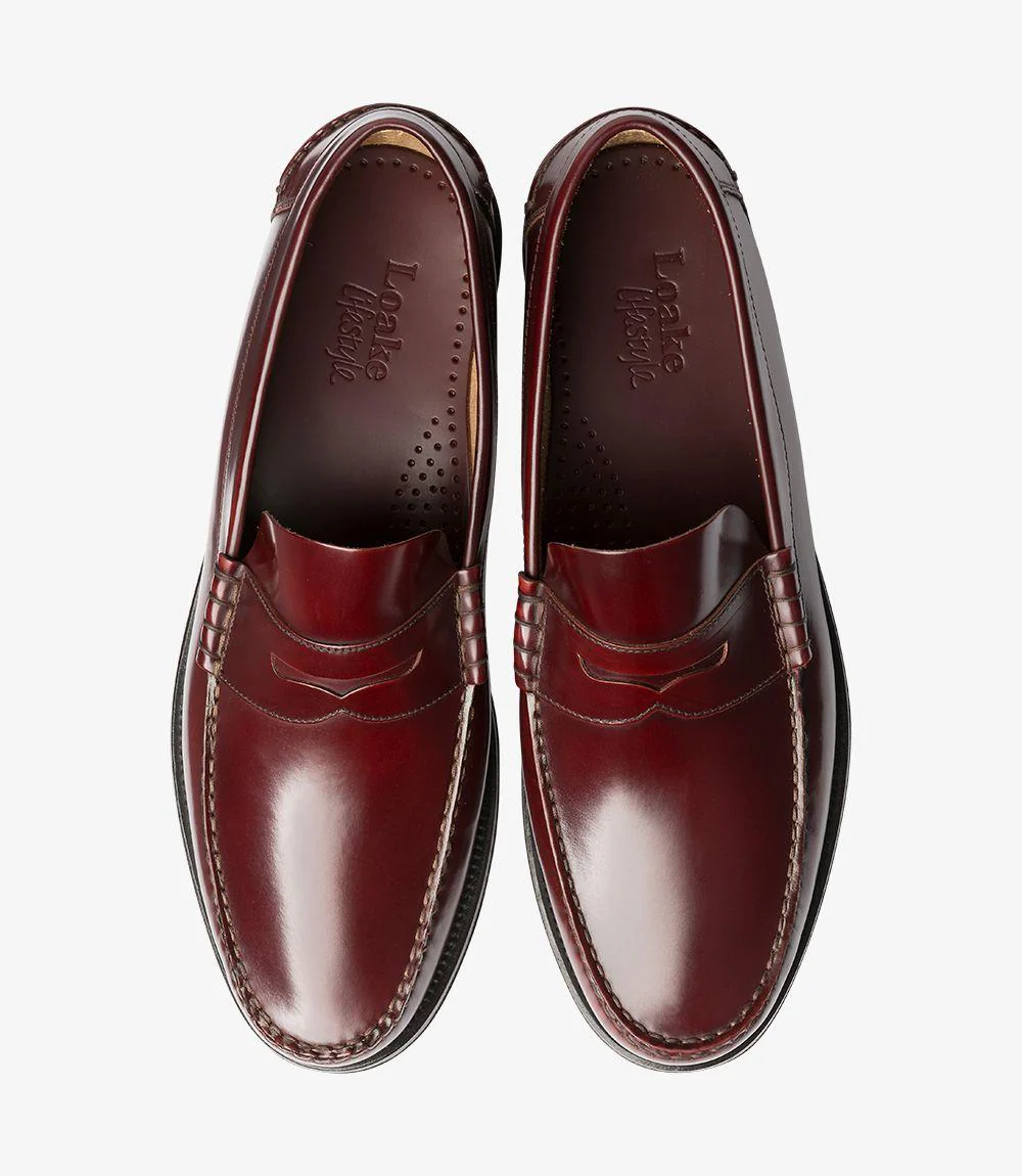 LOAKE PRINCETON BURGUNDY LOAFER MOCCASIN LEATHER SOLE F-MEDIUM - Image 3