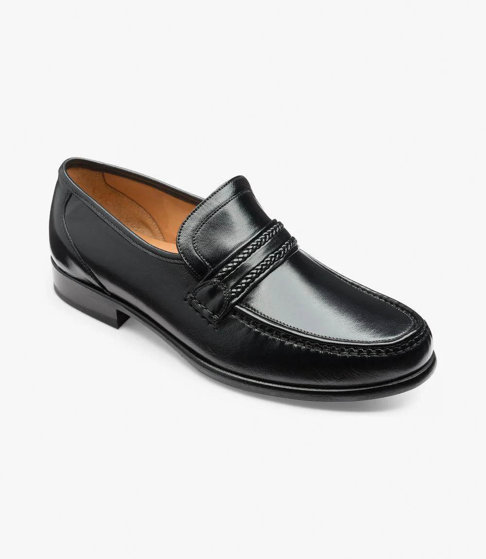 LOAKE ROME BLACK LOAFER MOCCASIN LEATHER SOLE GX-EXTRA WIDE - Image 2