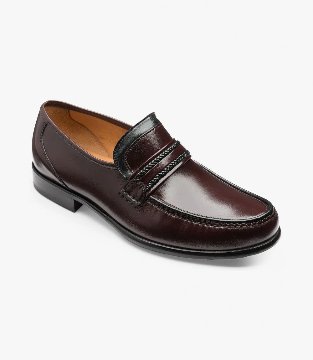 LOAKE ROME BURGUNDY LOAFER MOCCASIN LEATHER SOLE GX-EXTRA WIDE - Image 2