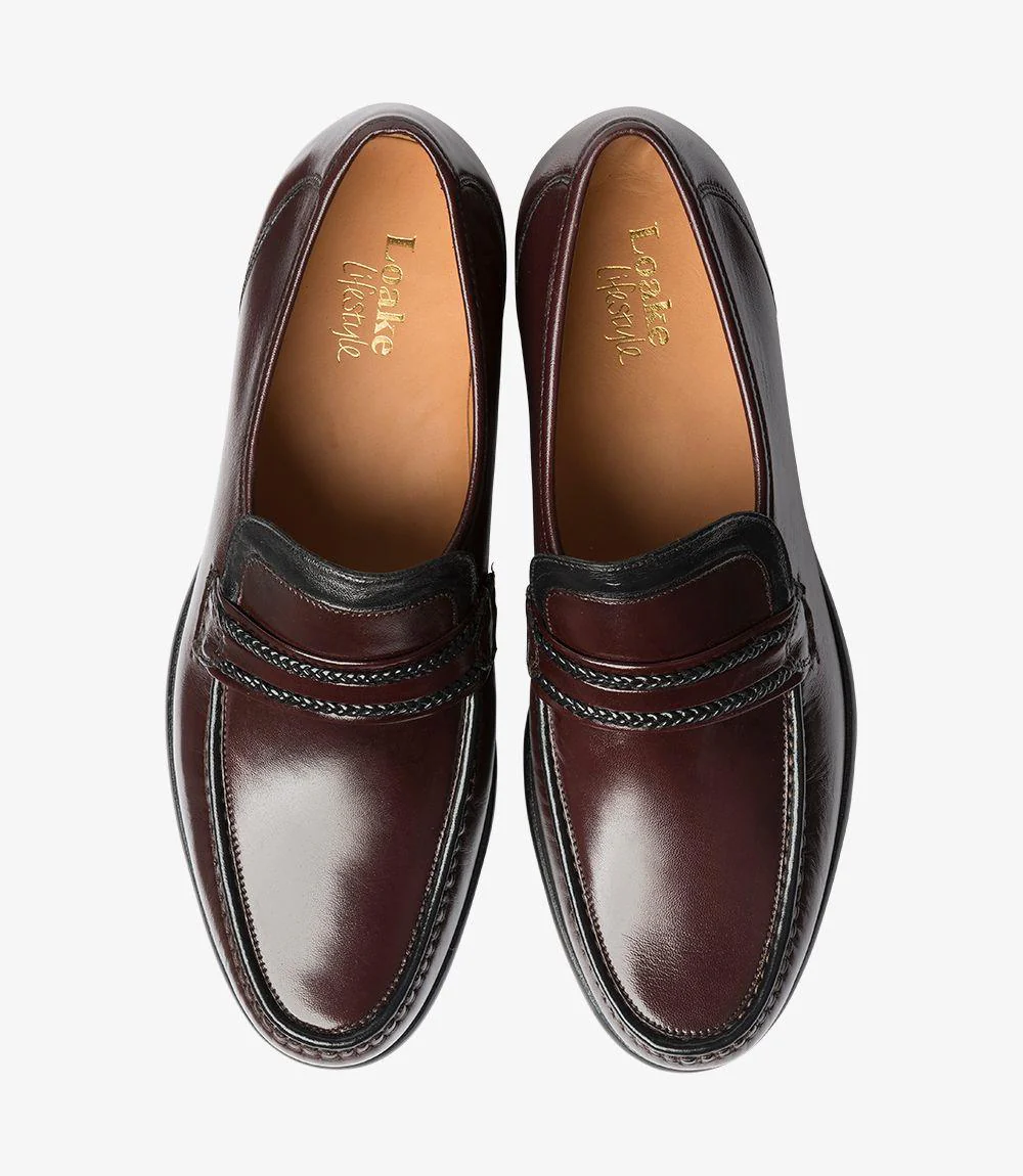 LOAKE ROME BURGUNDY LOAFER MOCCASIN LEATHER SOLE GX-EXTRA WIDE - Image 3