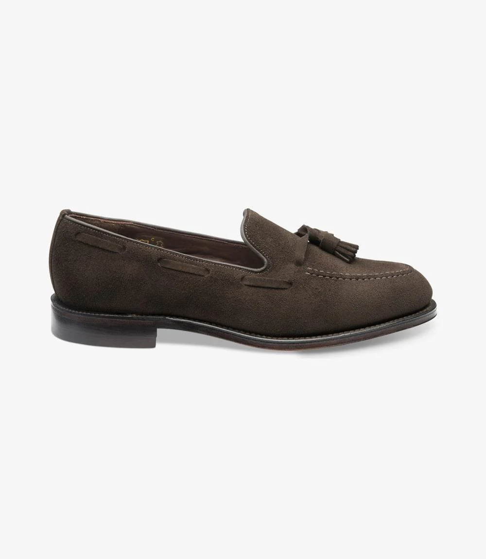 LOAKE RUSSELL DARK BROWN SUEDE LOAFER LEATHER SOLE F-MEDIUM