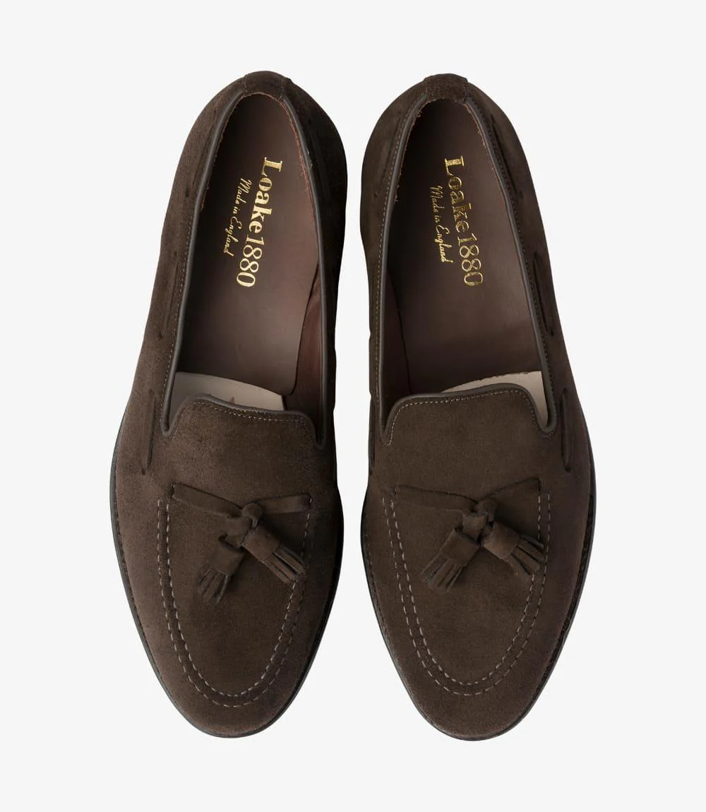 LOAKE RUSSELL DARK BROWN SUEDE LOAFER LEATHER SOLE F-MEDIUM - Image 3