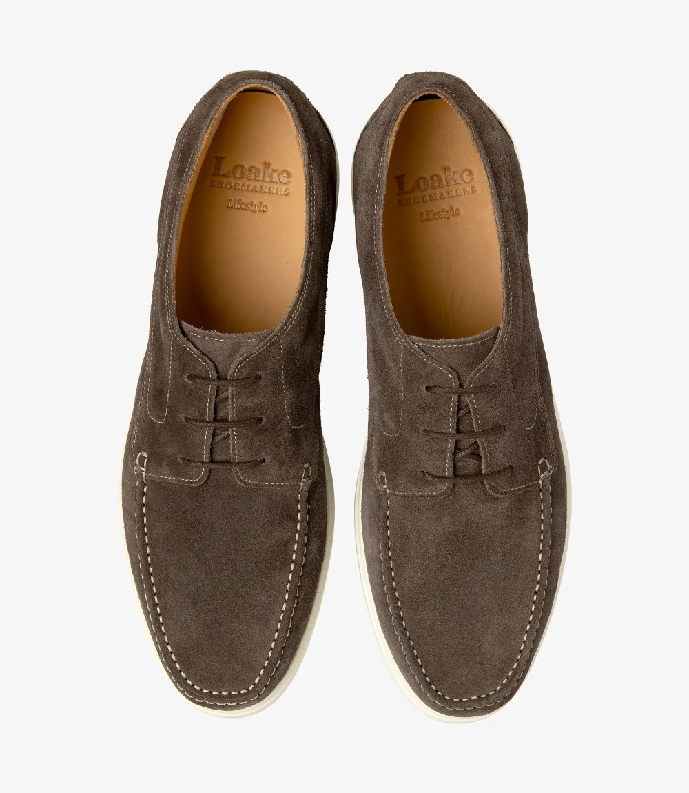 LOAKE SARDINIA ANTRACITE SUEDE LOAFER SLIP ON RUBBER SOLE F-MEDIUM - Image 3