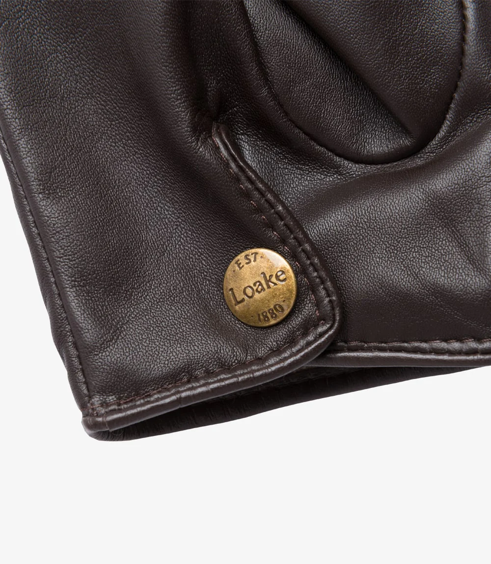 LOAKE SHACKLETON DARK BROWN LEATHER GLOVES - Image 2