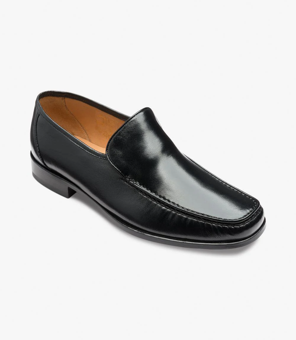 LOAKE SIENA BLACK LOAFER MOCCASIN LEATHER F-MEDIUM - Image 2
