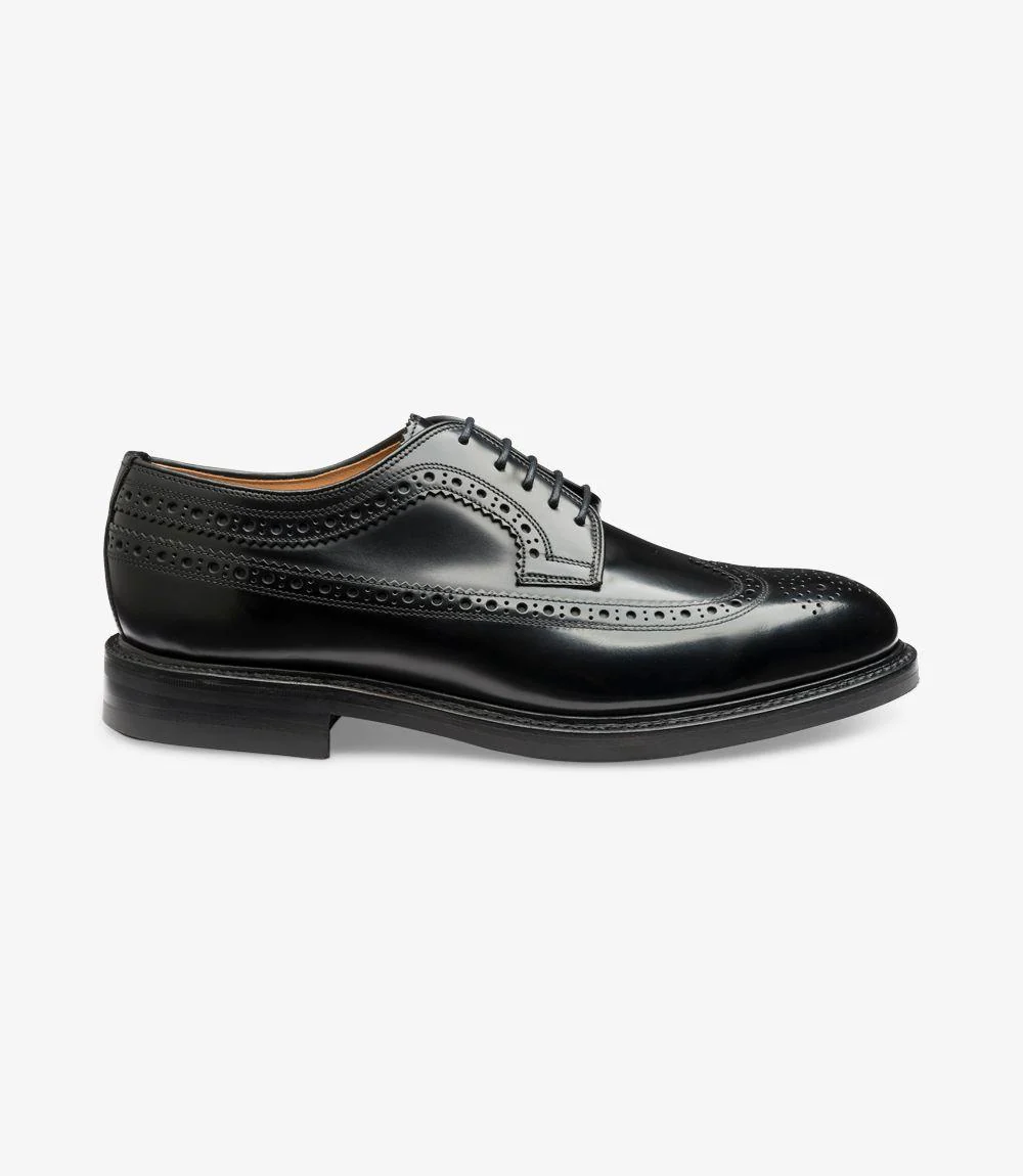 LOAKE SOVEREIGN BLACK BROGUE RUBBER SOLE F-MEDIUM