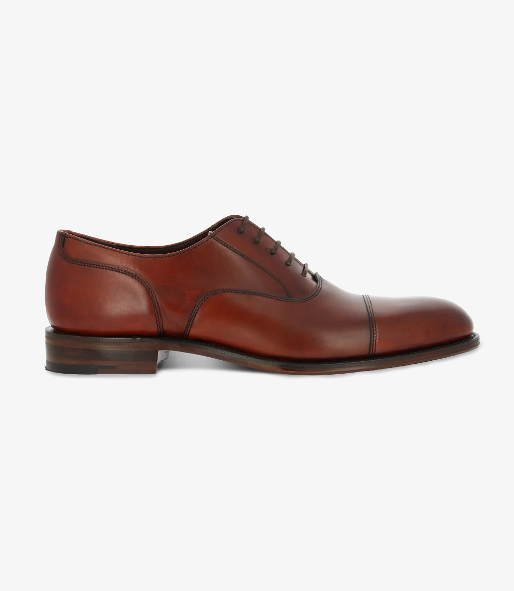 LOAKE STONEGATE MAHOGANY-DIS OXFORD TOE CAP LEATHER SOLE F-MEDIUM