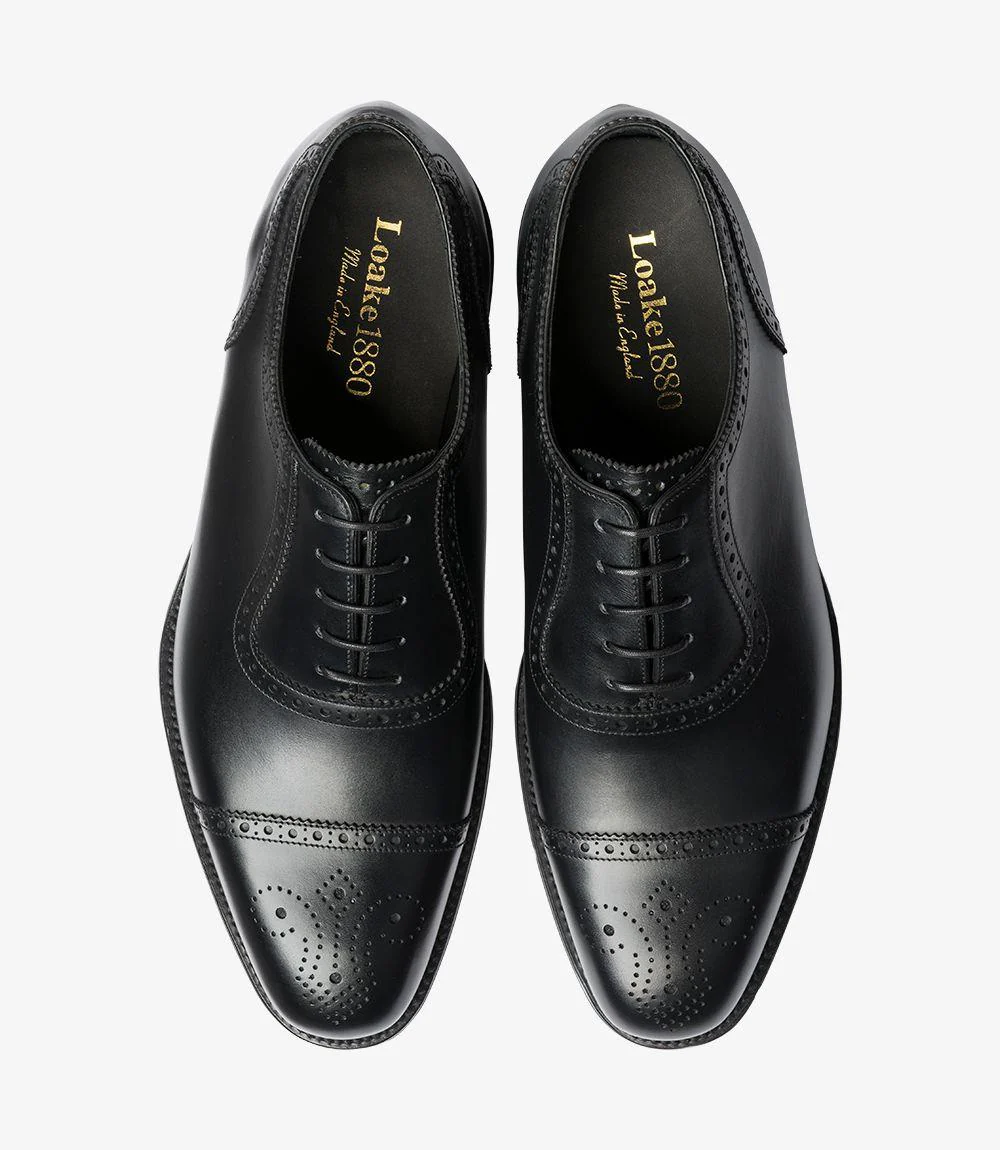 LOAKE STRAND BLACK SEMI BROGUE - Image 3
