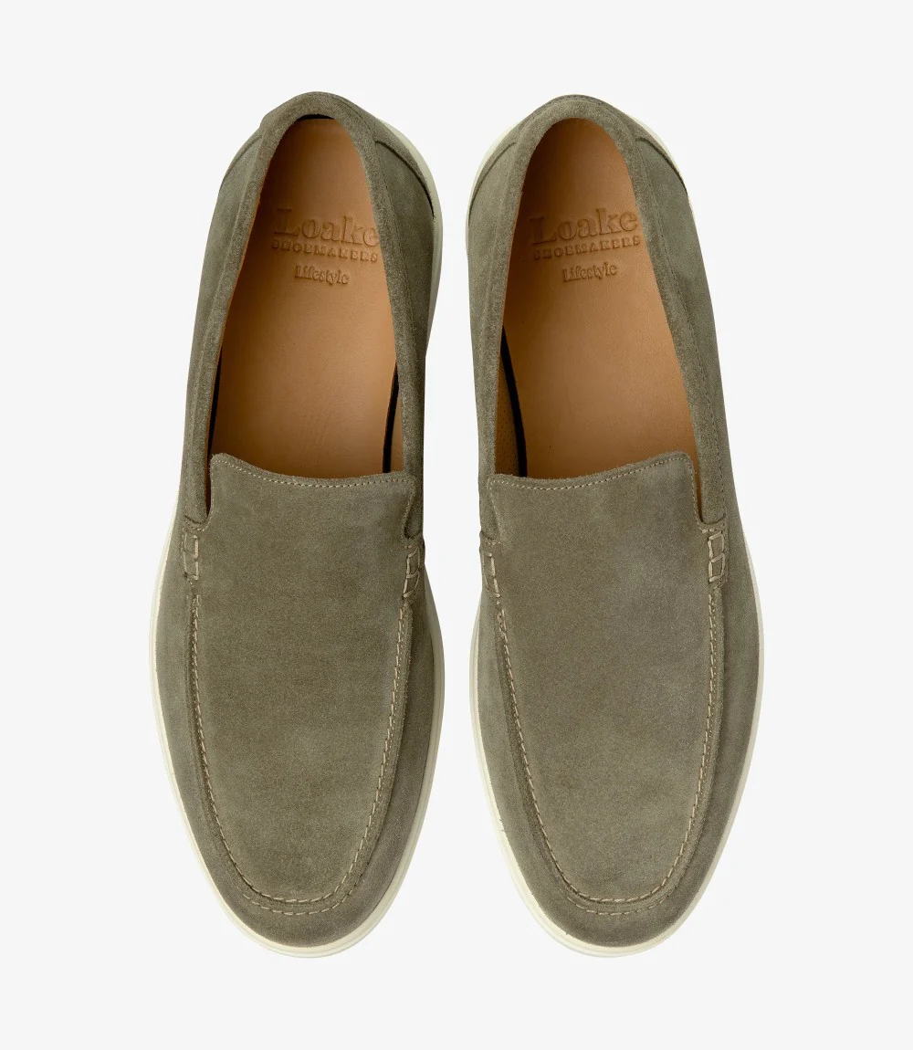 LOAKE TUSCANY PISTACHIO SUEDE LOAFER SLIP ON RUBBER SOLE F-MEDIUM - Image 3